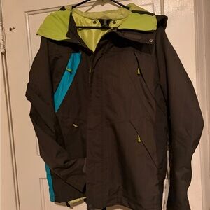 DC Men's Black and Lime Green Ski Jacket
